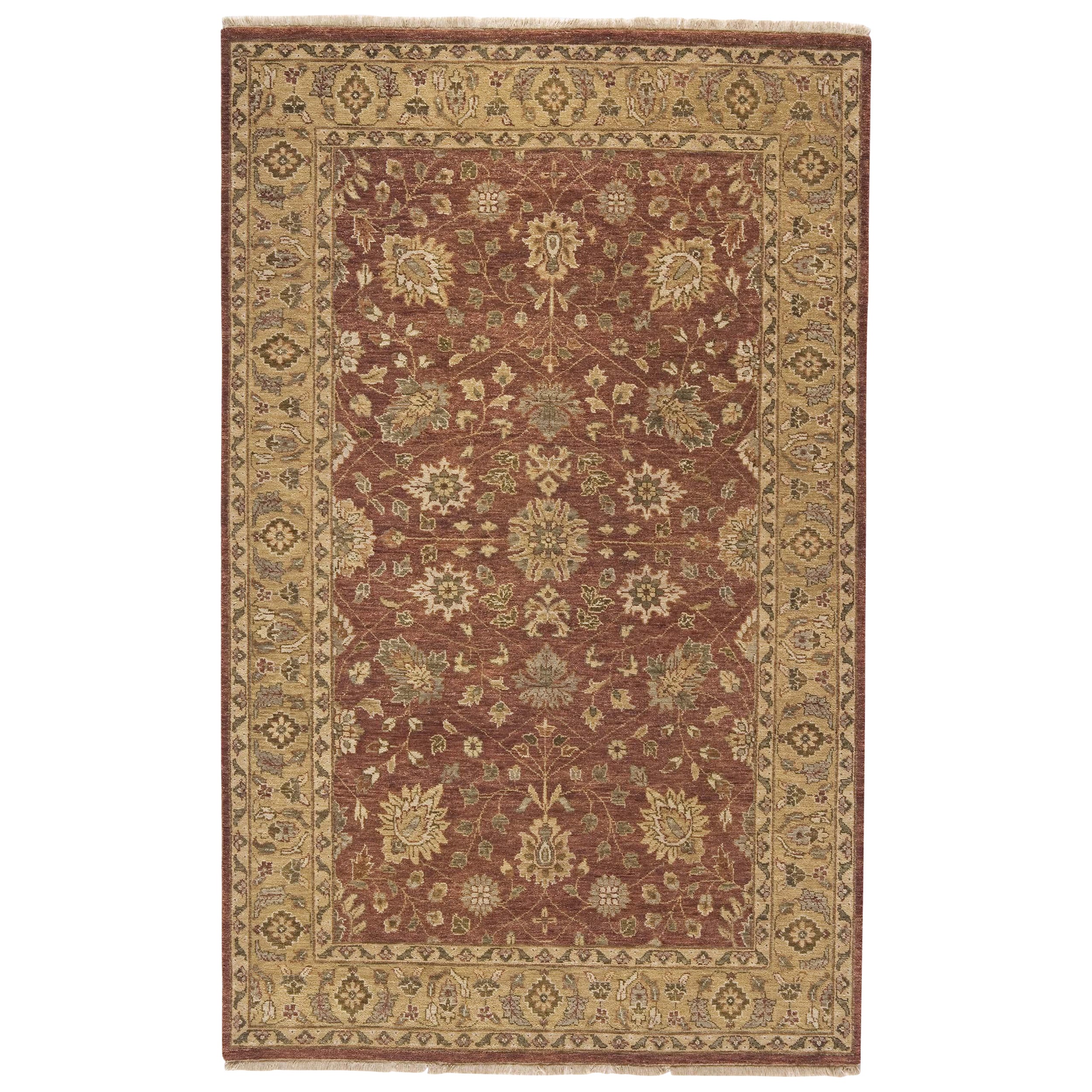 Luxury Traditional Hand-Knotted Tabriz Sienna & Gold 12x18 Rug