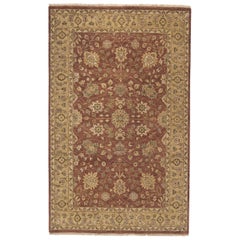 Luxury Traditional Hand-Knotted Tabriz Sienna & Gold 12x18 Rug