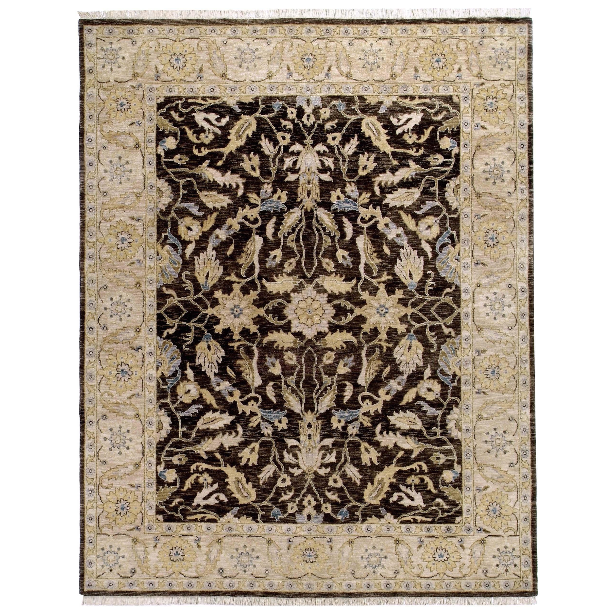 Luxury Traditional Hand-Knotted Oushak Chestnut & Cream 14x24 Rug