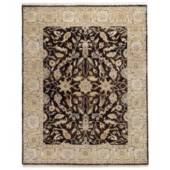 Luxuriöser traditioneller handgeknüpfter Oushak-Teppich Kastanie & Creme 14x24