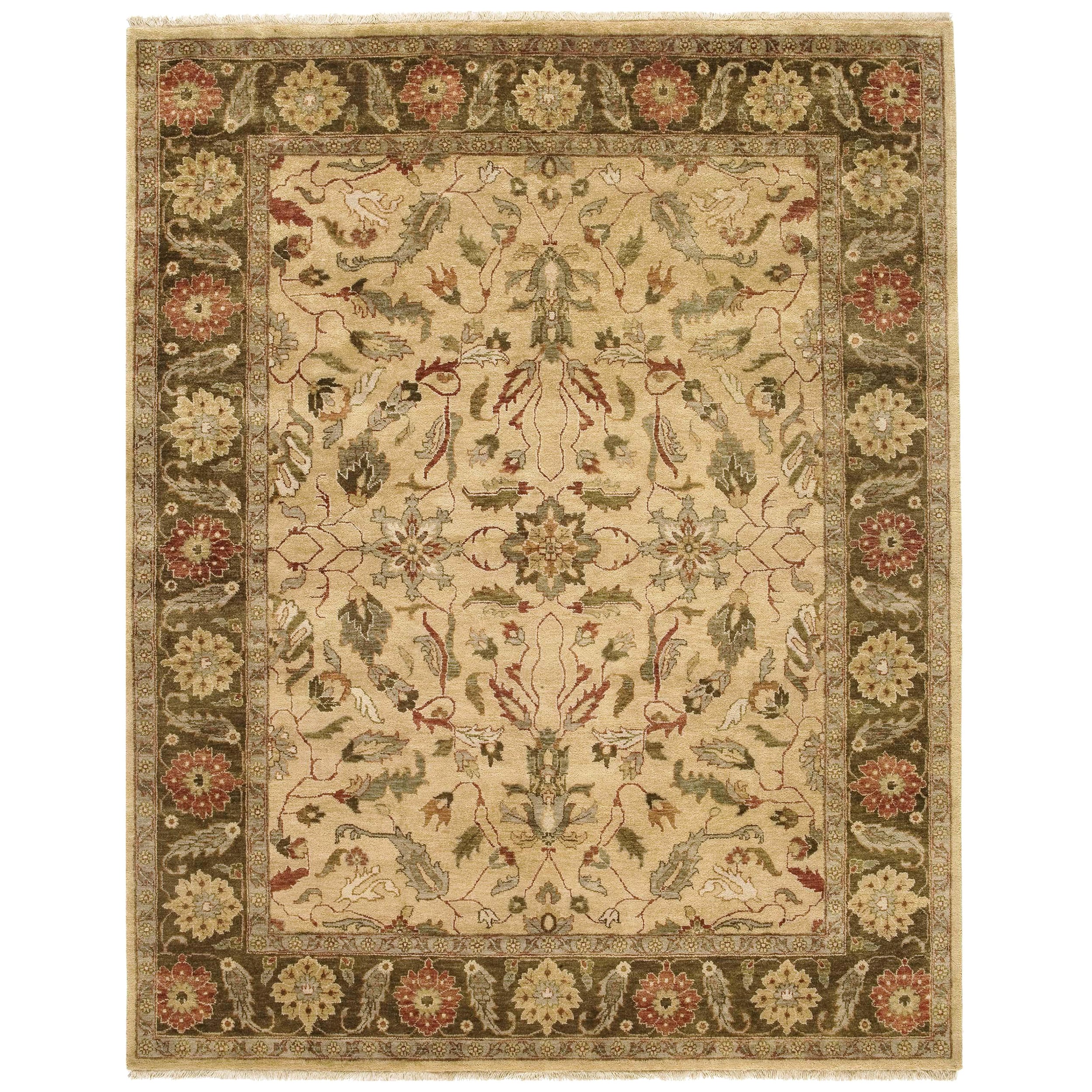 Luxury Traditional Hand-Knotted Oushak Light Gold & Mocha 14X24 Rug For Sale