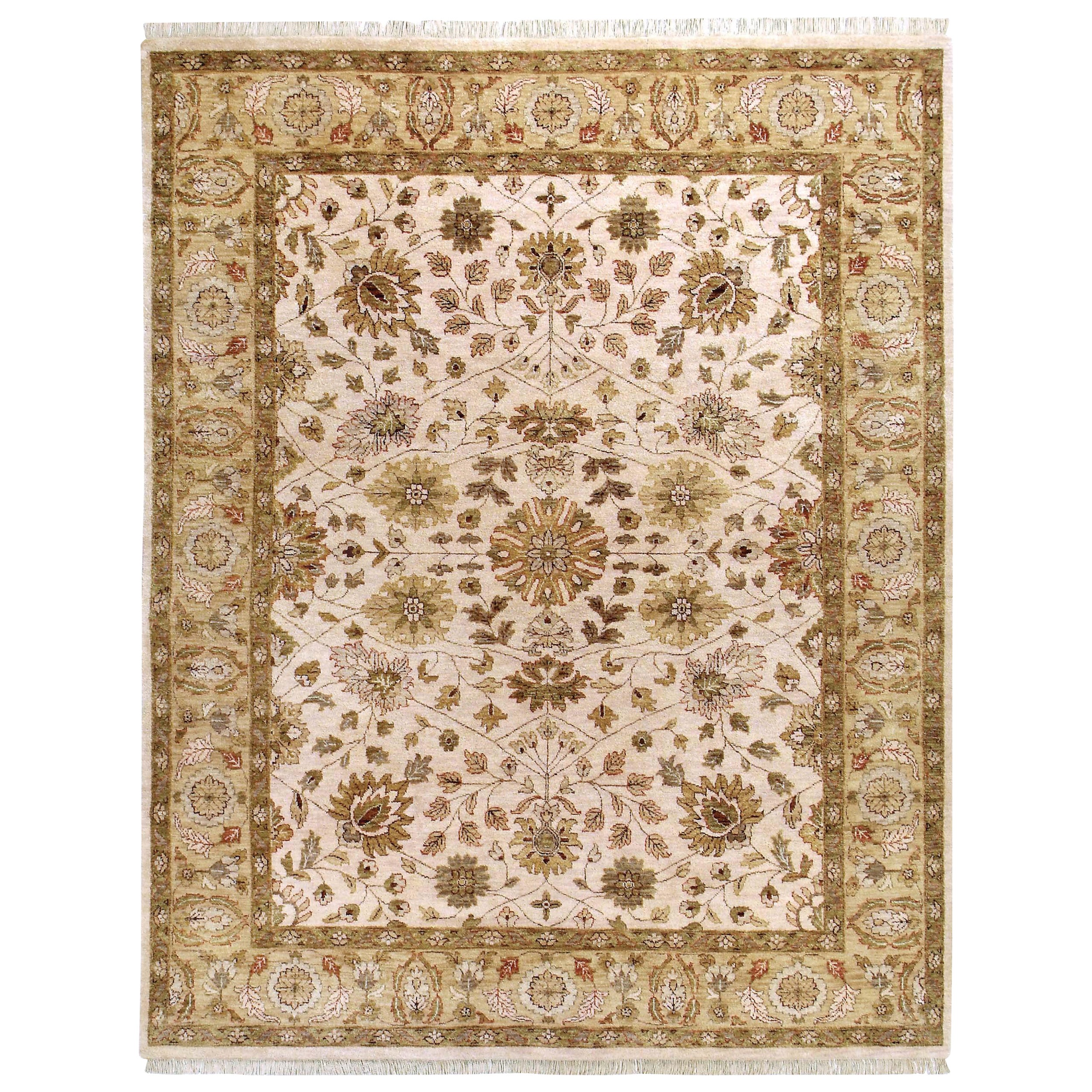 Luxury Traditional Hand-Knotted Tabriz Ivory & Gold 12X18 Rug