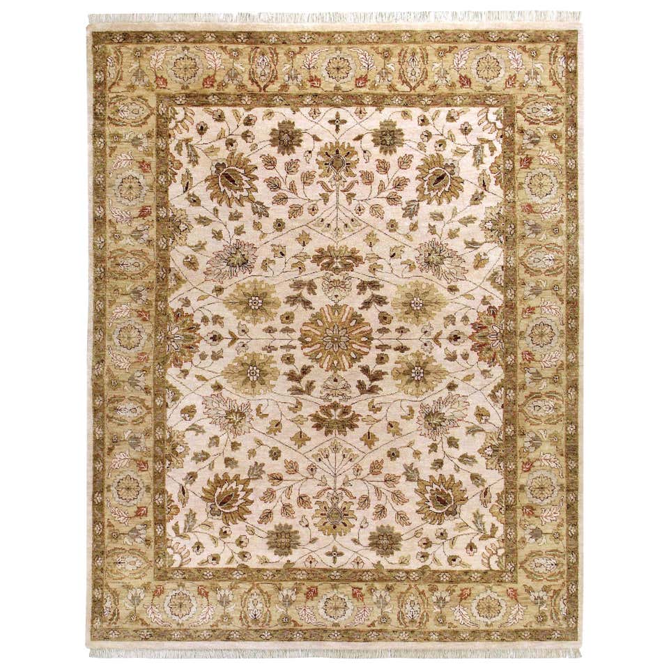 Persian Ziegler Sultanabad Hand Knotted Rug in Ivory and Gold Tones For ...