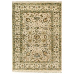 Luxury Traditional Hand-Knotted Tabriz Ivory & Ivory 14X24 Rug