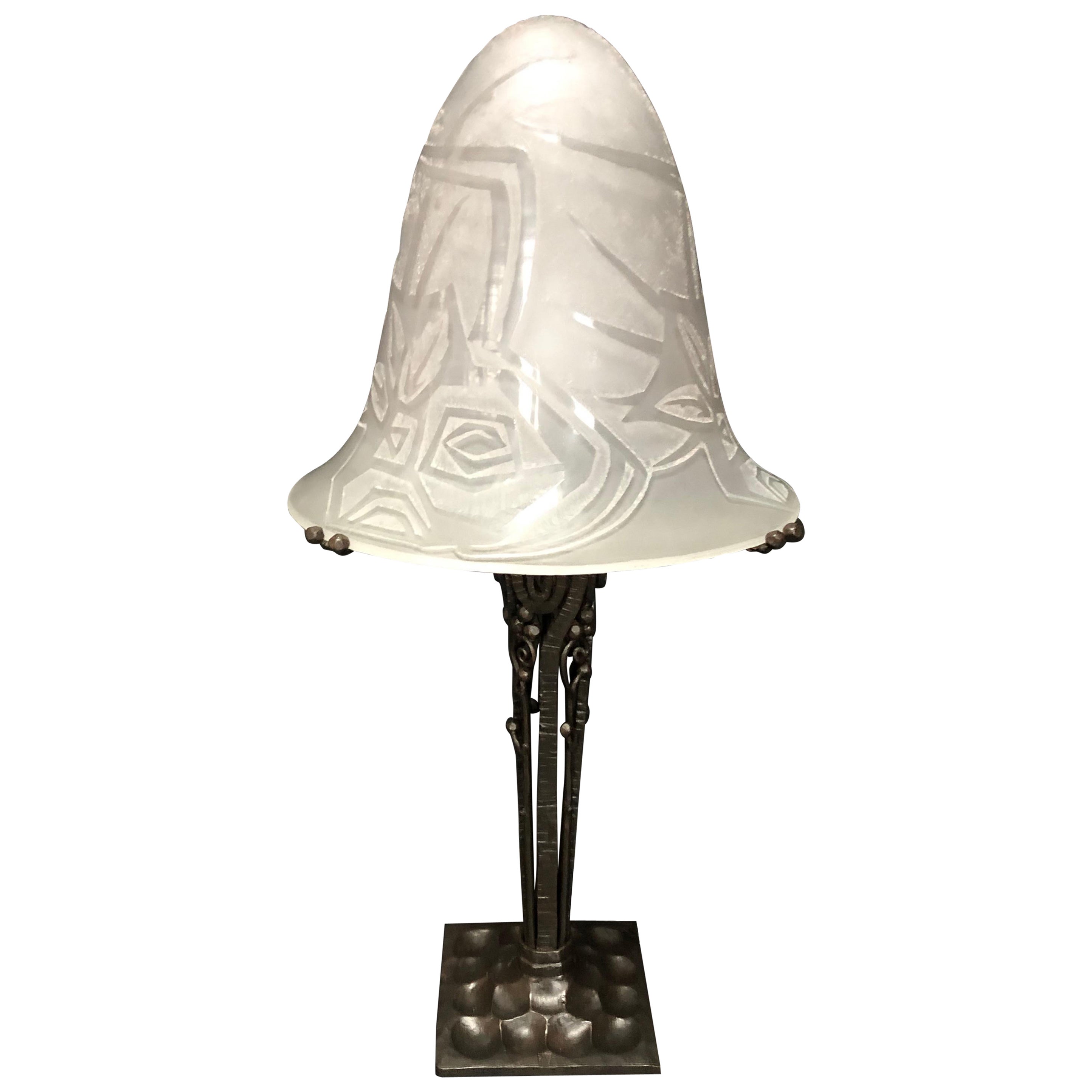 Paul Kiss And Jean Noverdy Art Deco Lamp For Sale