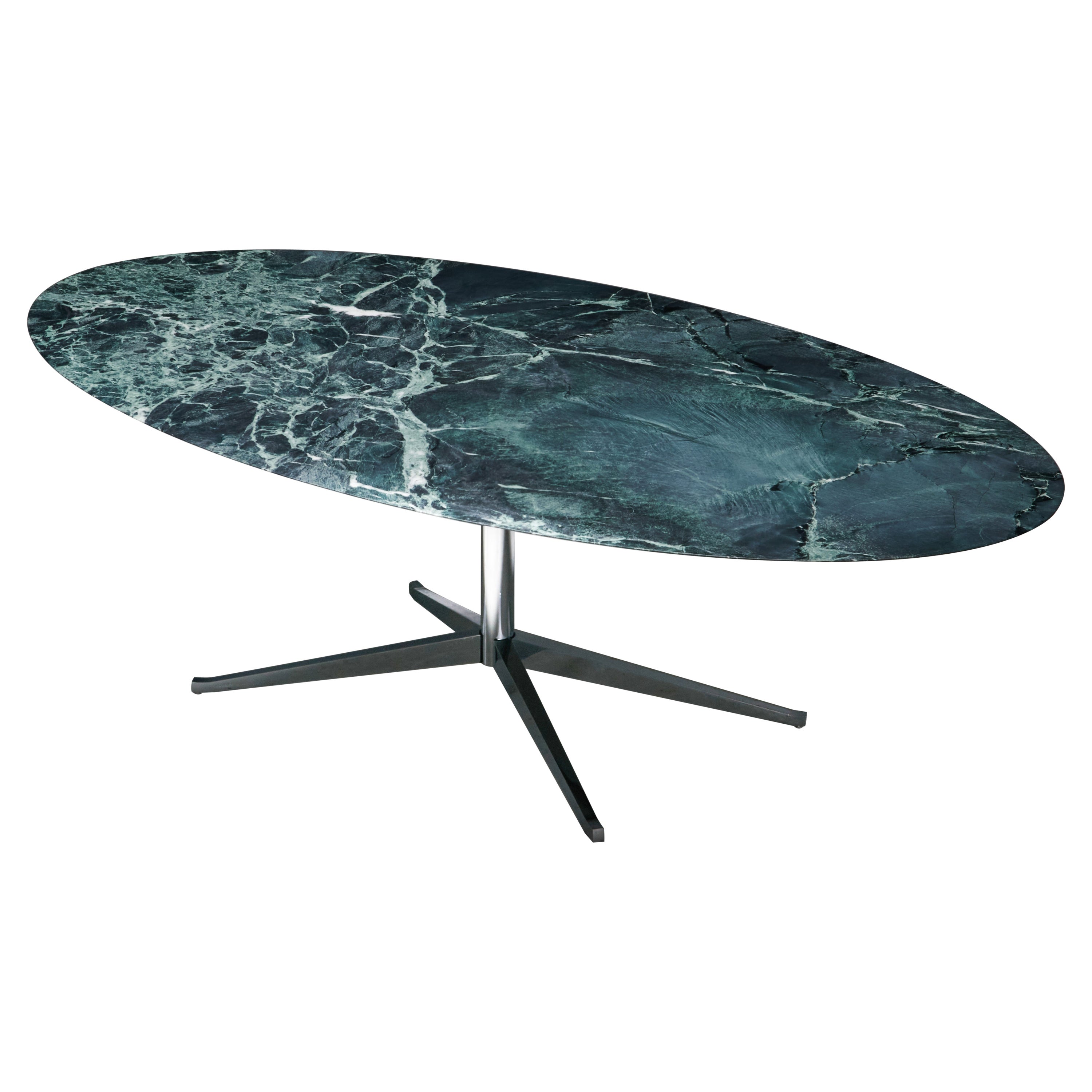 Oval Green Marble Dining Table by Florence Knoll, United States, 1960s