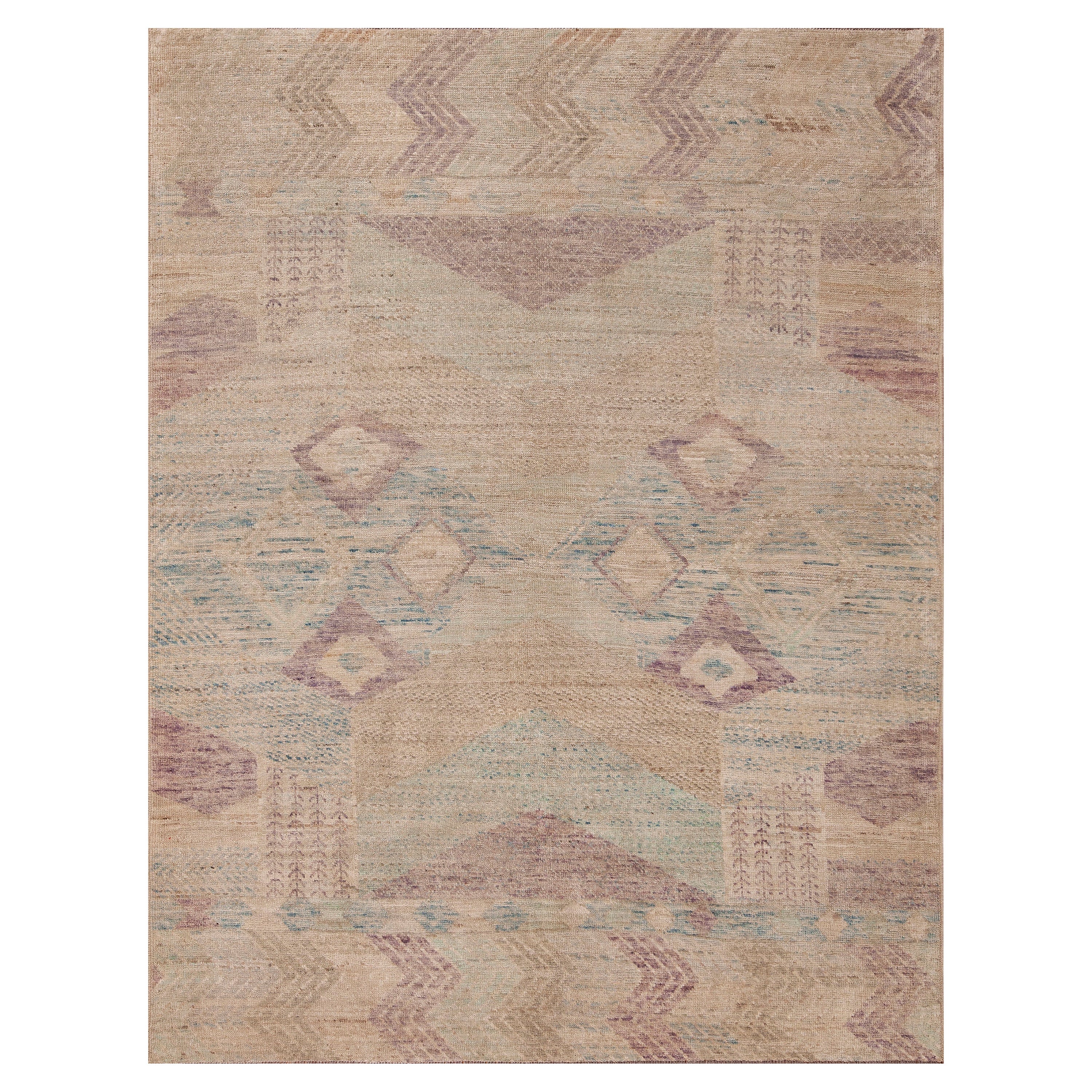 Moderner Teppich aus Wolle der Nazmiyal Kollektion in weicher Farbe, Nomadic Design, 6'1" x 7'8"