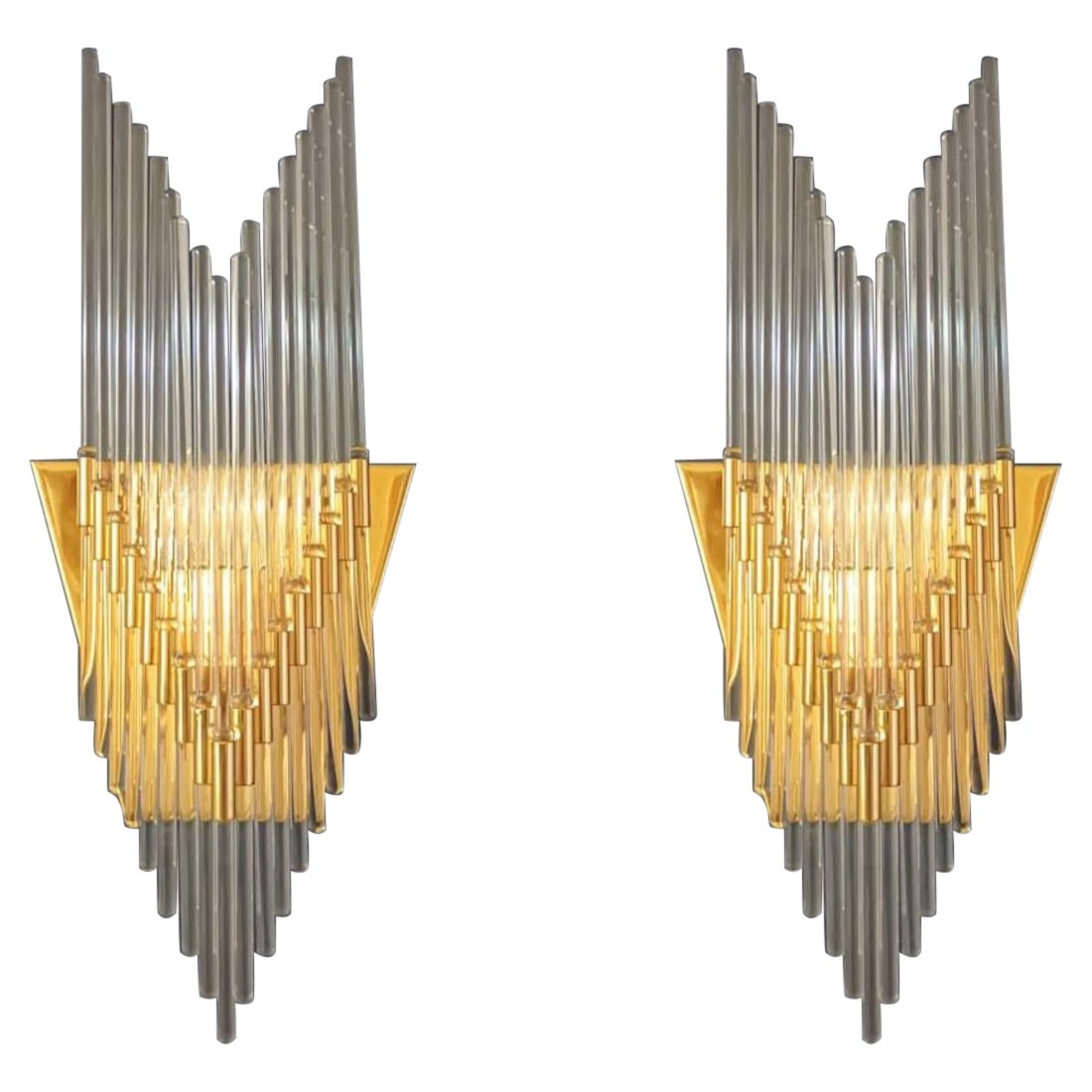 Rare Pair of Waterfall Sconces by Sciolari