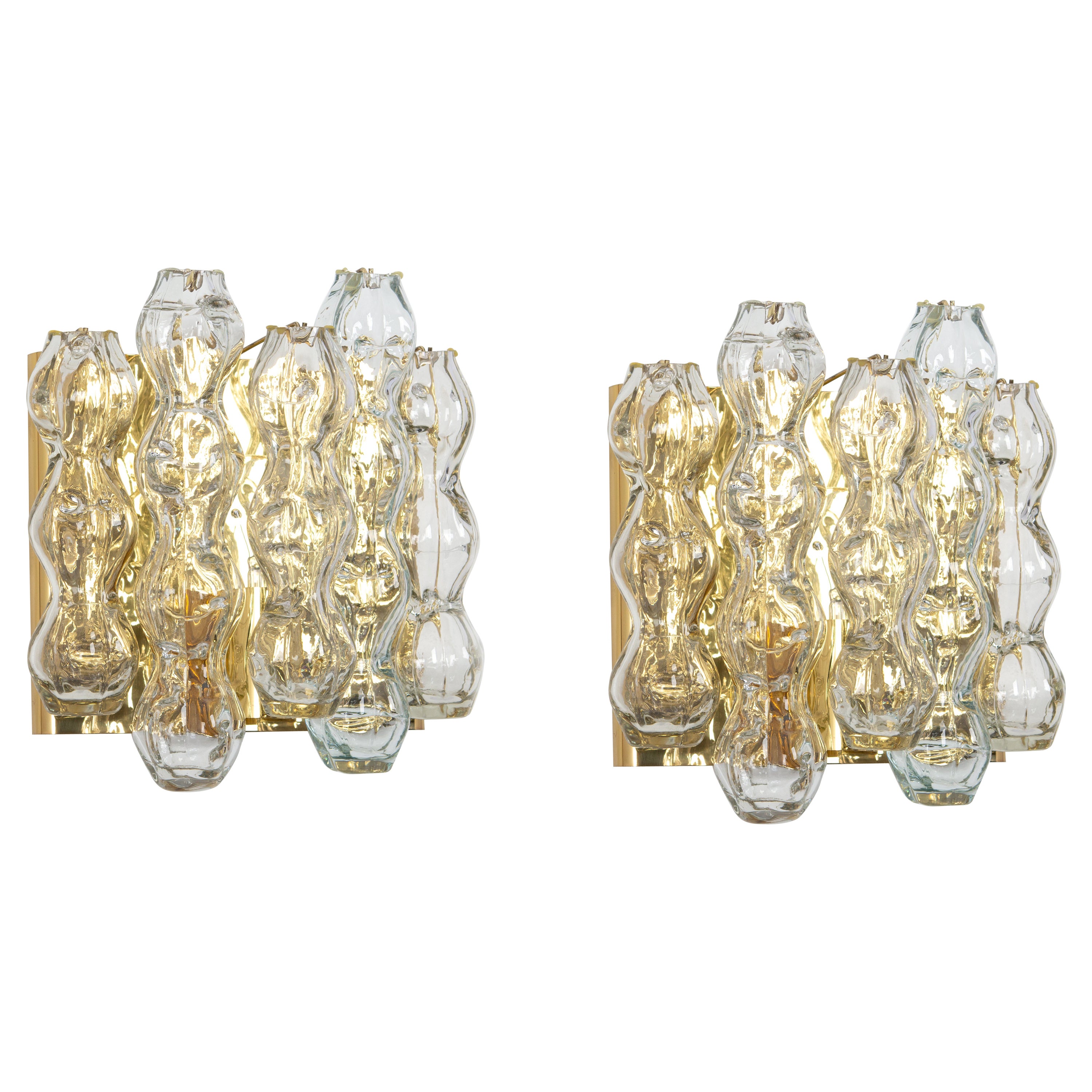 Pair of Large Murano Glass Wall Sconces by Doria, Germany, 1960s For Sale