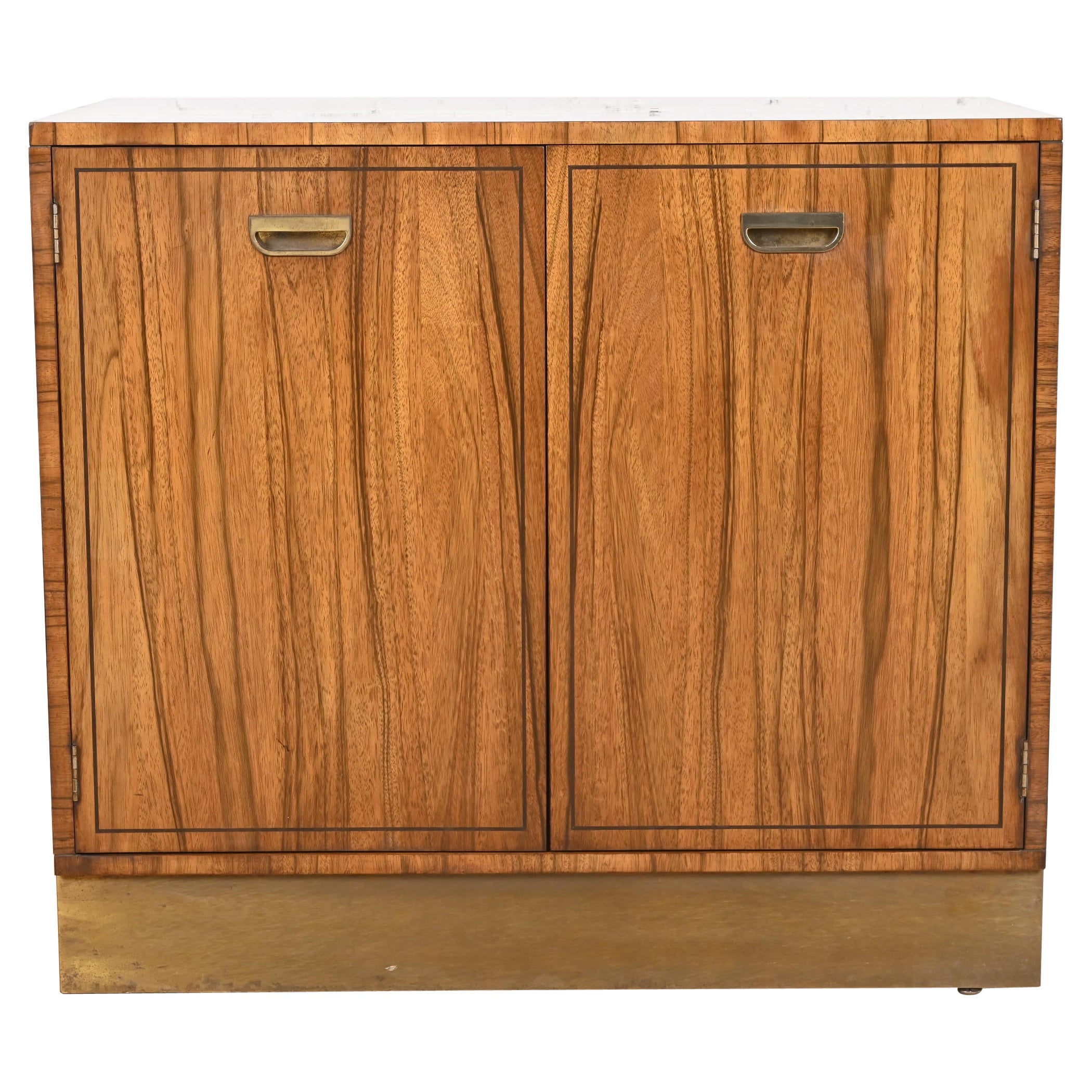 Baker Furniture Mid-Century Modern Campaign Rosewood Bar Cabinet, Circa 1960s For Sale