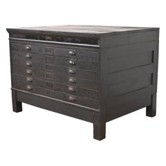 Antike Arts & Crafts Ebonized Oak Architect's Blueprint Flat File Cabinet