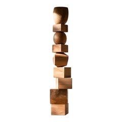 Standing Totem Wood Sculpture, Still Stand No50 by Joel Escalona