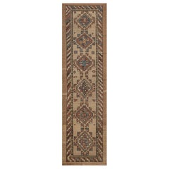 Antique Persian Sandy-Brown Wool Serab Runner