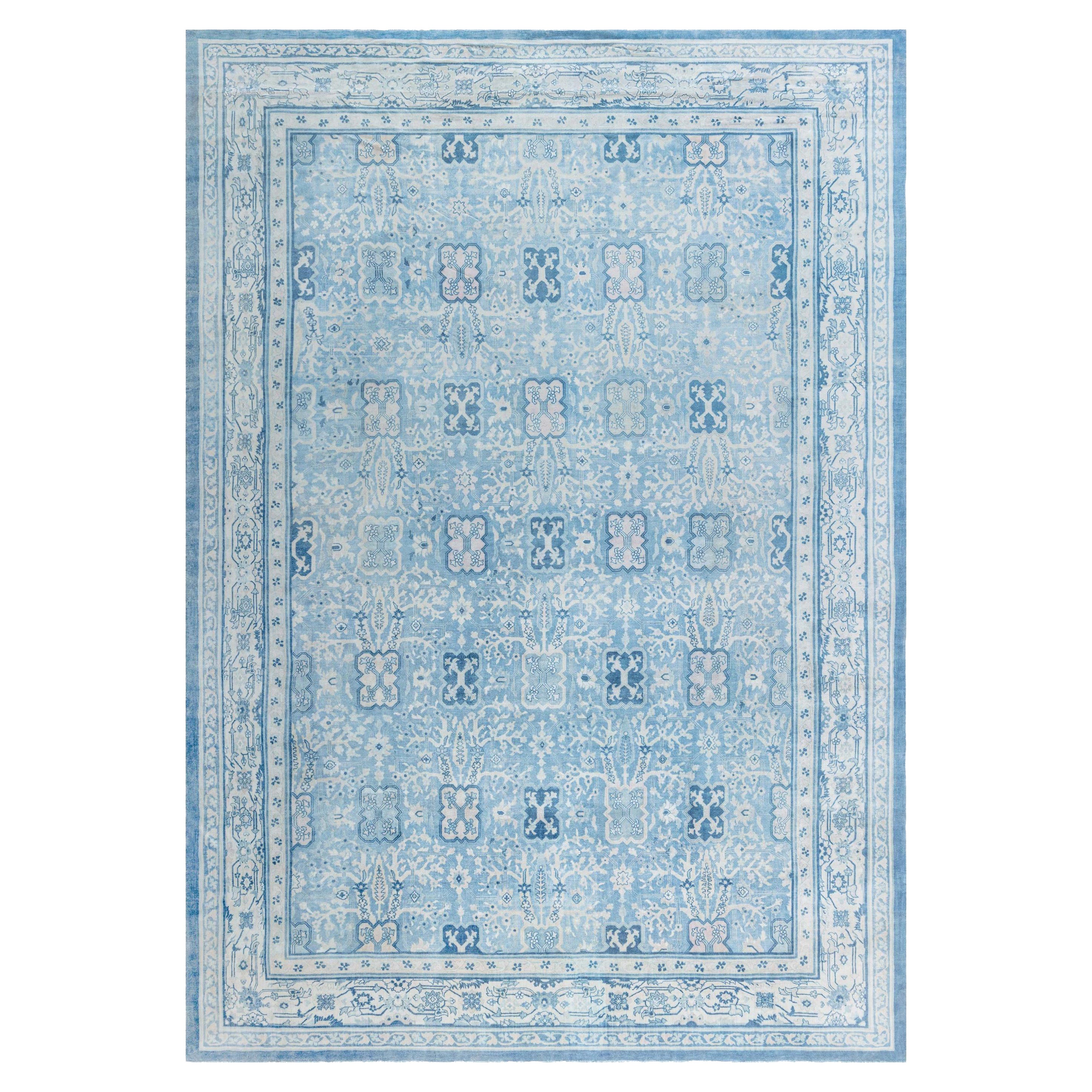 Antique Chinese Blue Wool Rug For Sale