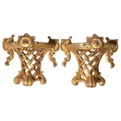 A Pair of Louis XV Style Gilt Wood Wall Shelves