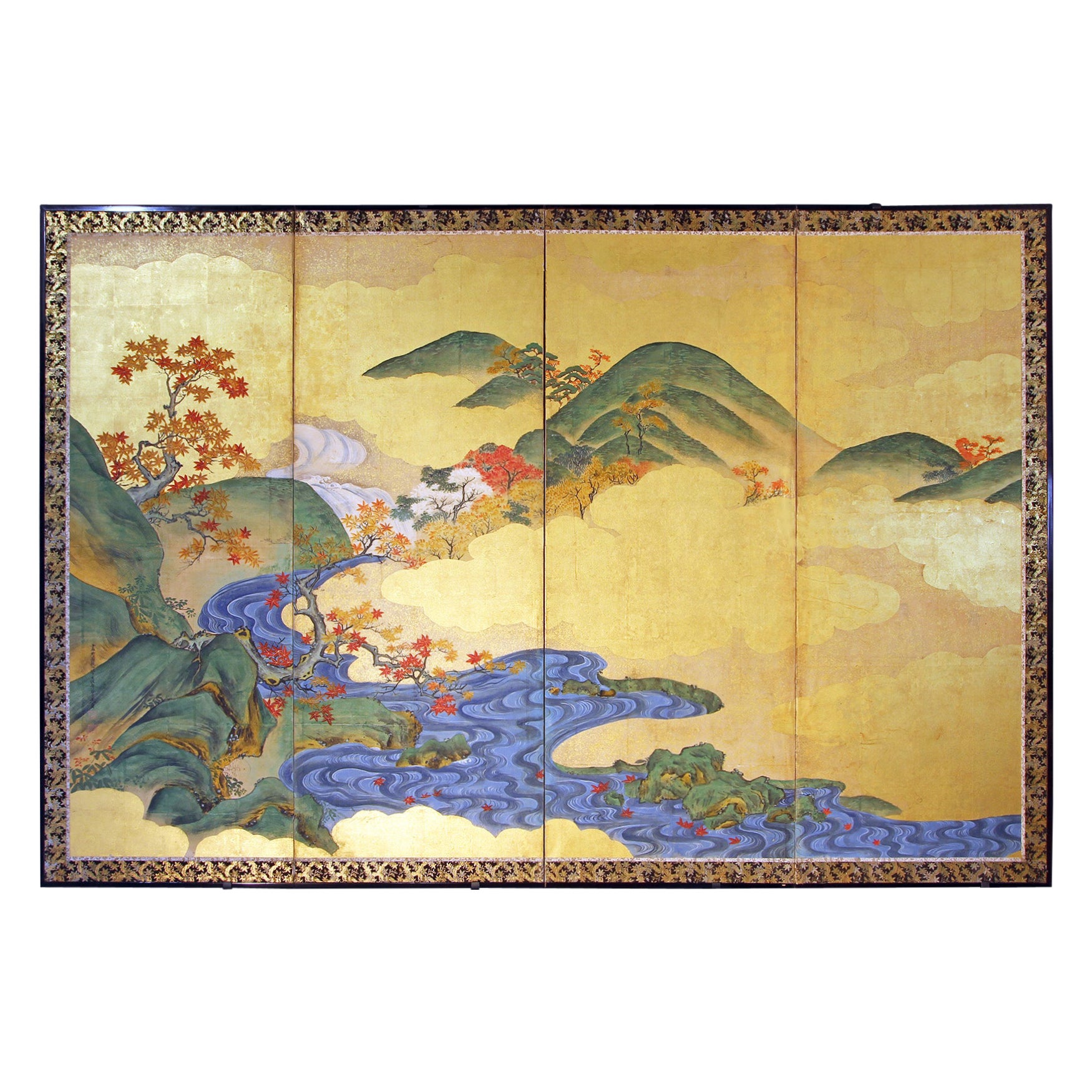 Four-panel screen - Gold leaf screen