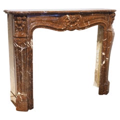 Used Louis XV Style Rouge de France Marble Fireplace Mantel, 19th Century