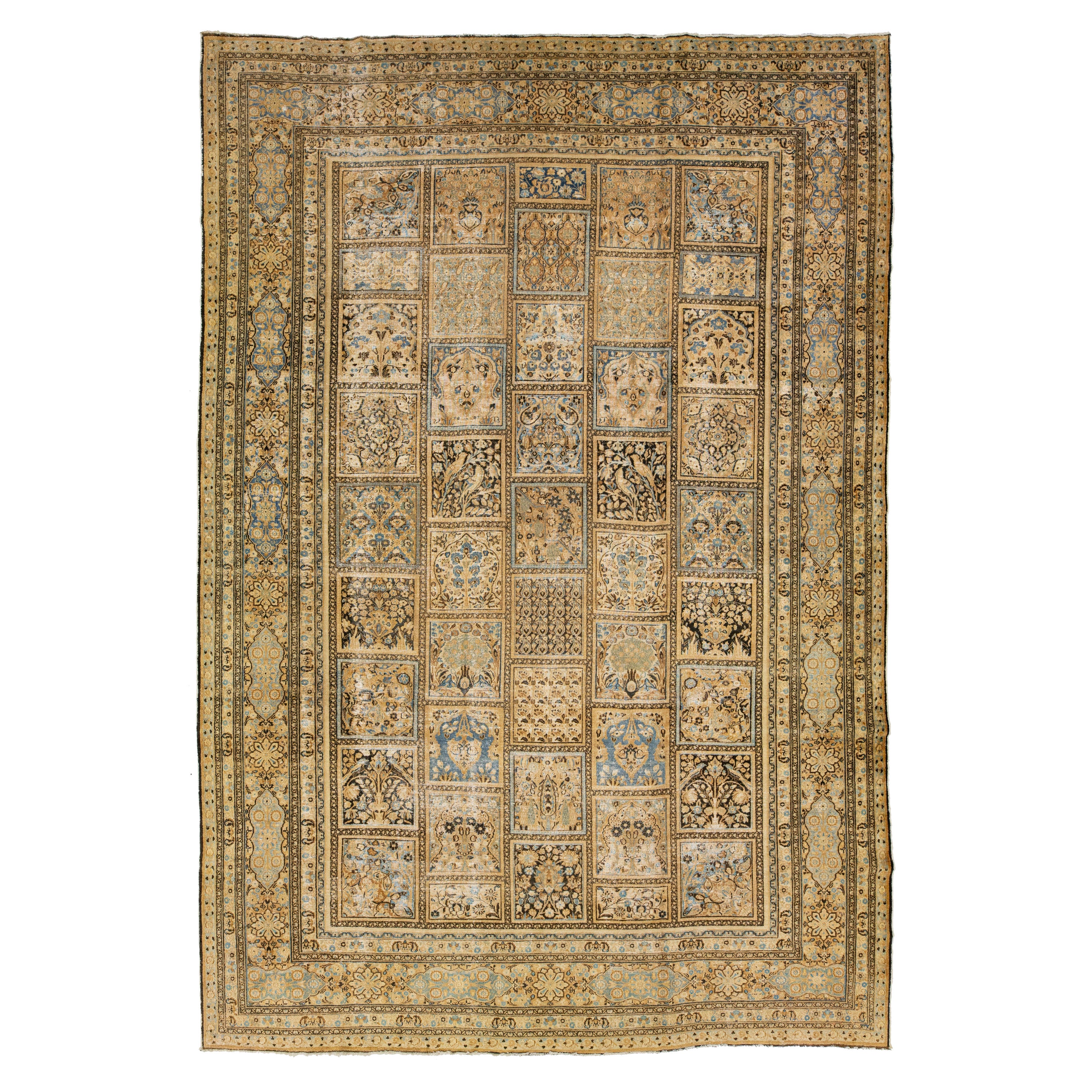 1900s Antique Persian Khorassan Wool Rug In Beige With Allover Pattern For Sale