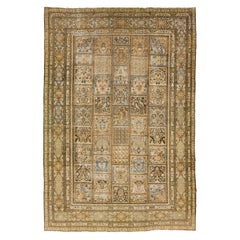 Tapis persan ancien des années 1900 en laine de Khorassan beige avec motif sur toute la surface