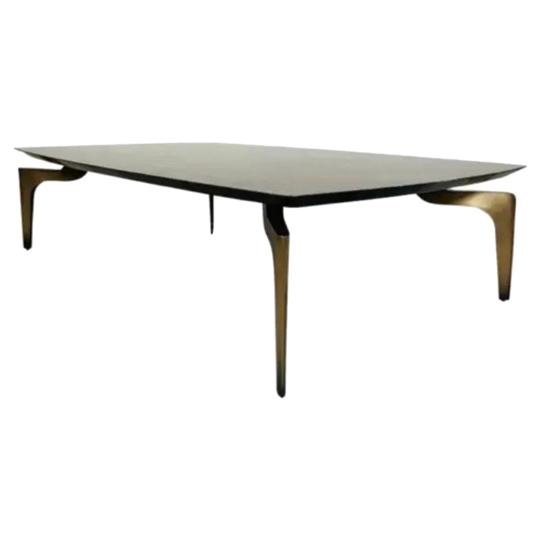 Gazelle Cocktail Table By Holly Hunt Studio -Black Limestone Over Cast Bronze 