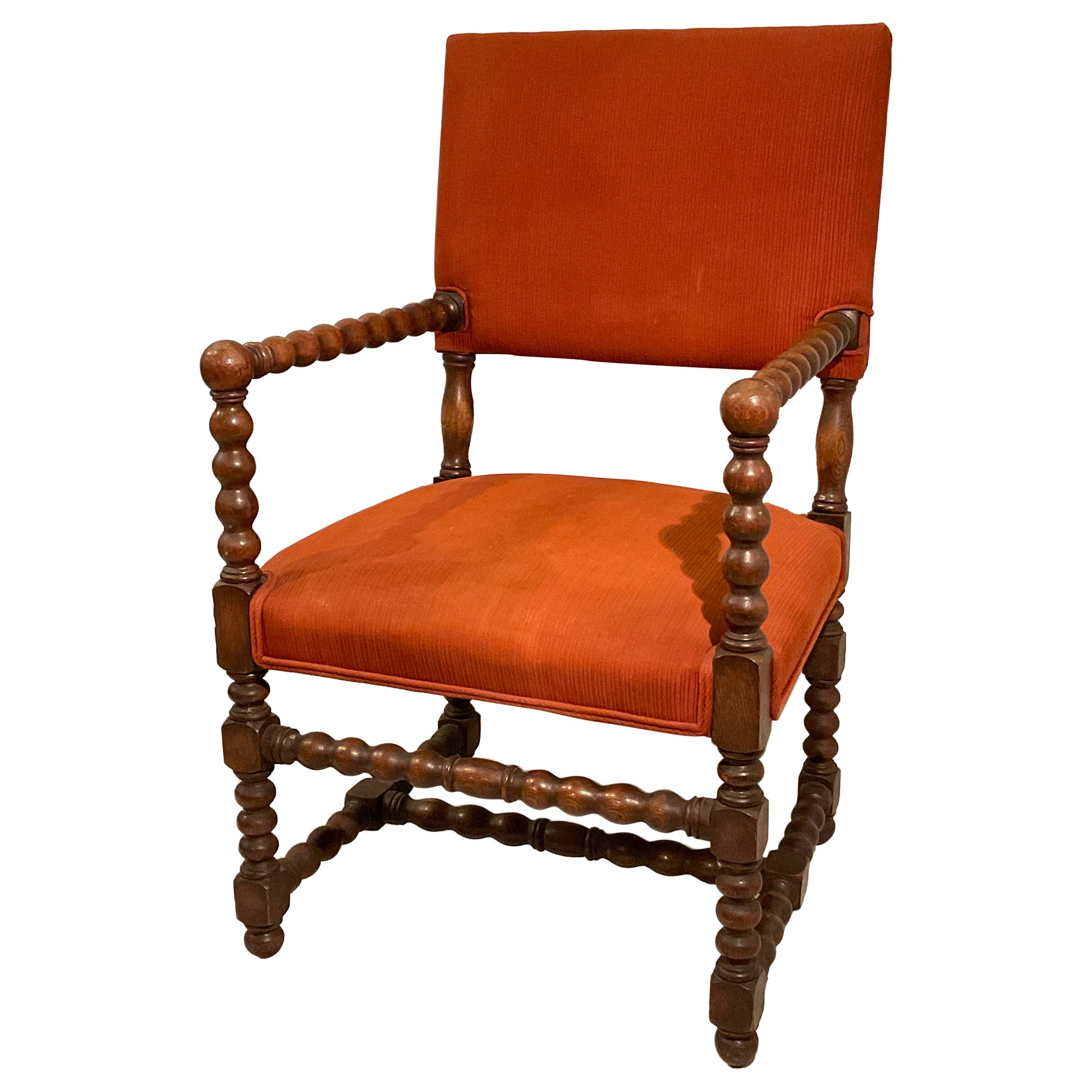 1900 English Wood Bobbin Armchair For Sale