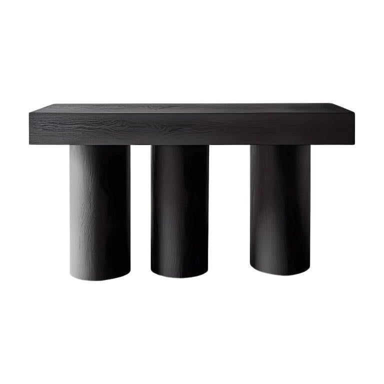 Brutalist Console Table in Black Wood Veneer, Sideboard Podio by Nono For Sale