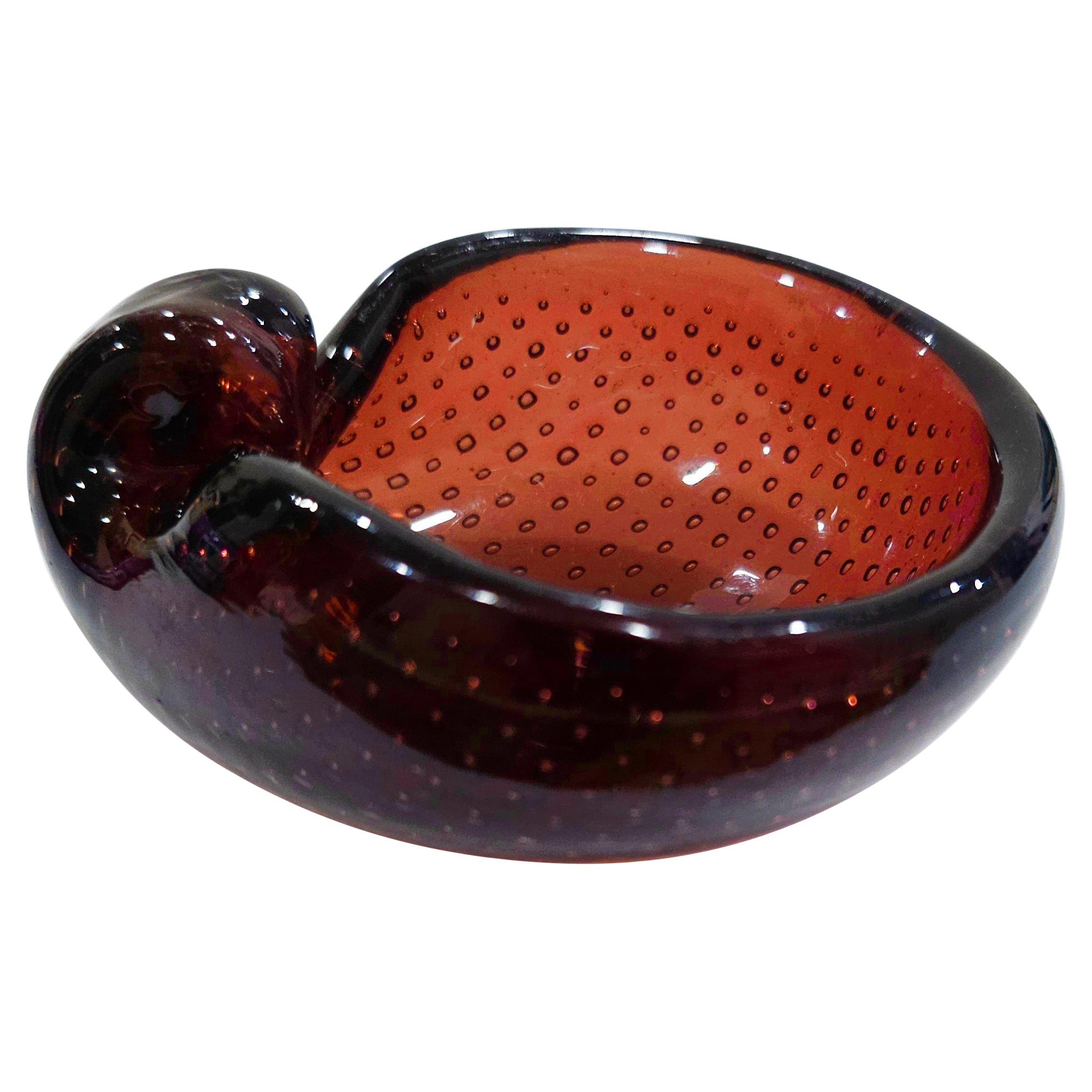 Vintage Murano Glass Bullicante Shell Bowl by Archimede Seguso For Sale