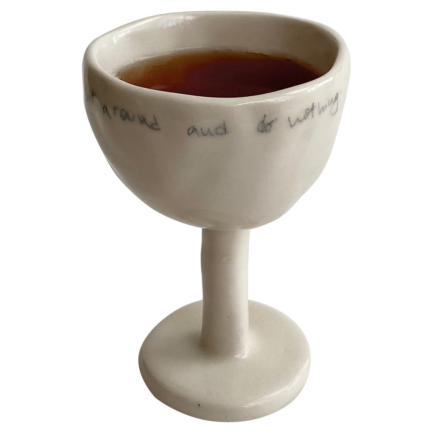 Glossy Modern Ceramic Wine Cup – Organic Minimalist Handcrafted Handwritten For Sale