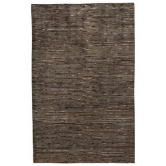 Tapis de luxe moderne noué à la main chocolat chatoyant 12x15