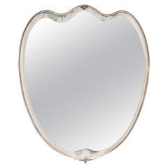 Vintage Brass Wall Shield Mirror, Italy, 1960s