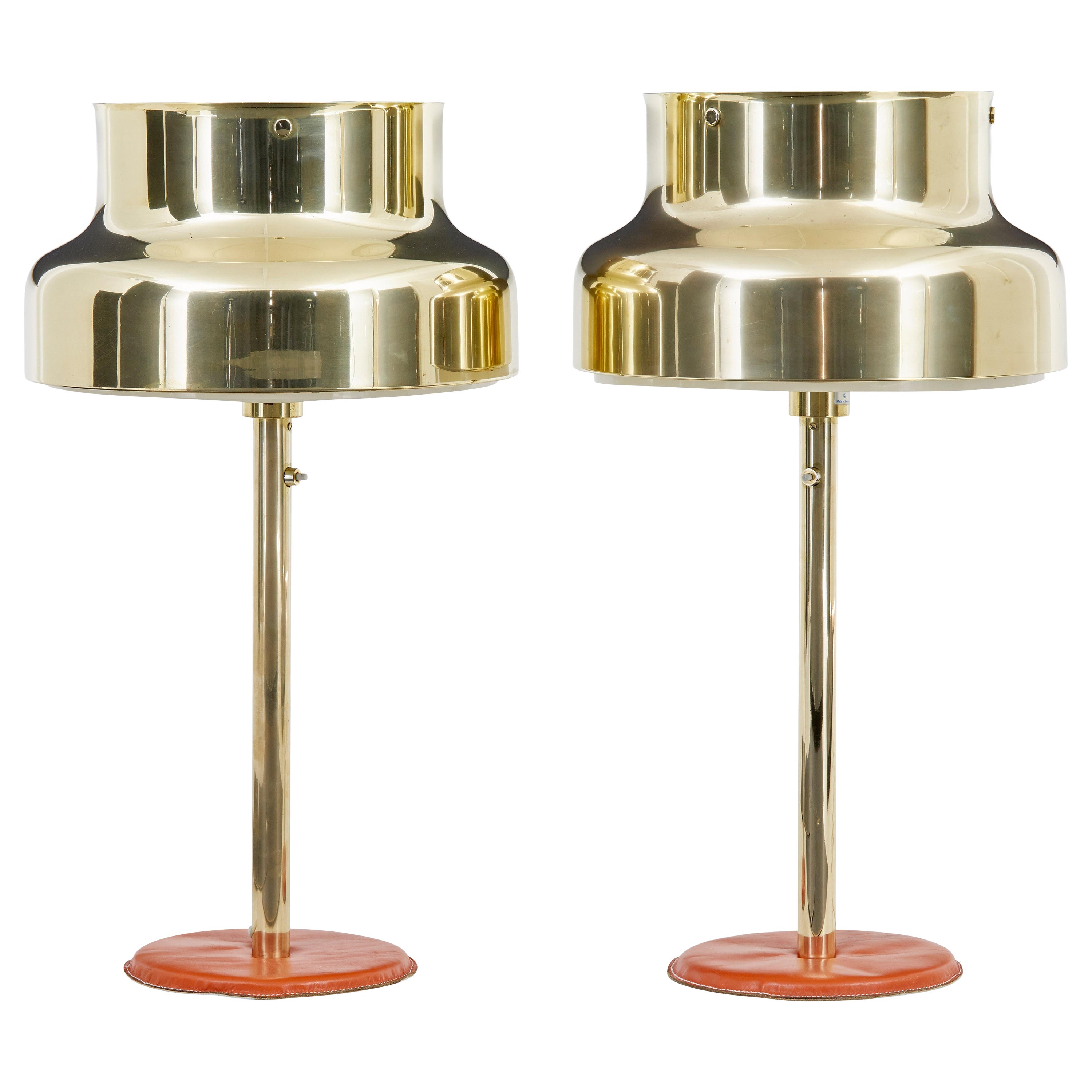 Pair of 1960’s Bumling brass table lamps by Anders Pehrson For Sale