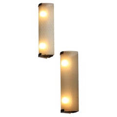 Suite of 3 Italian sconces from the 40's in curved glass - H357