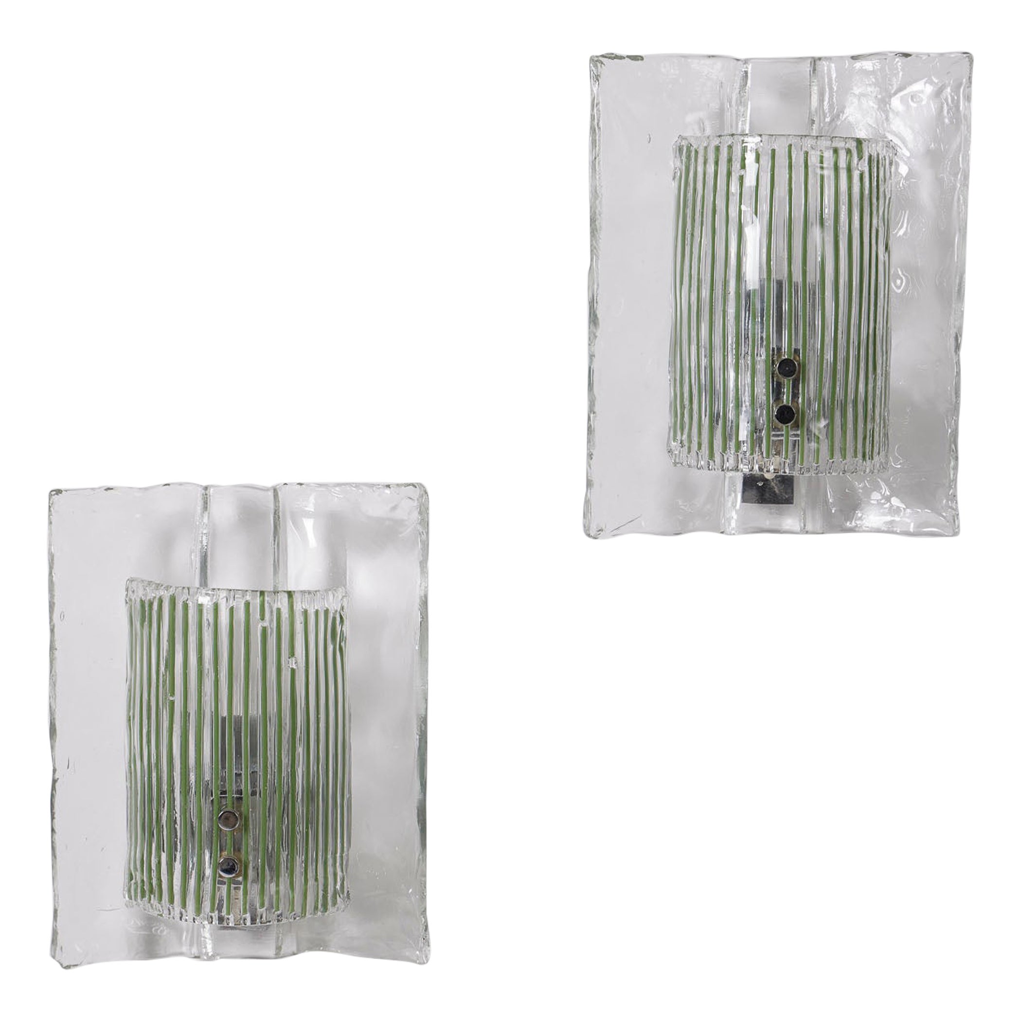Pair of glass wall sconces by Carlo Nason For Sale