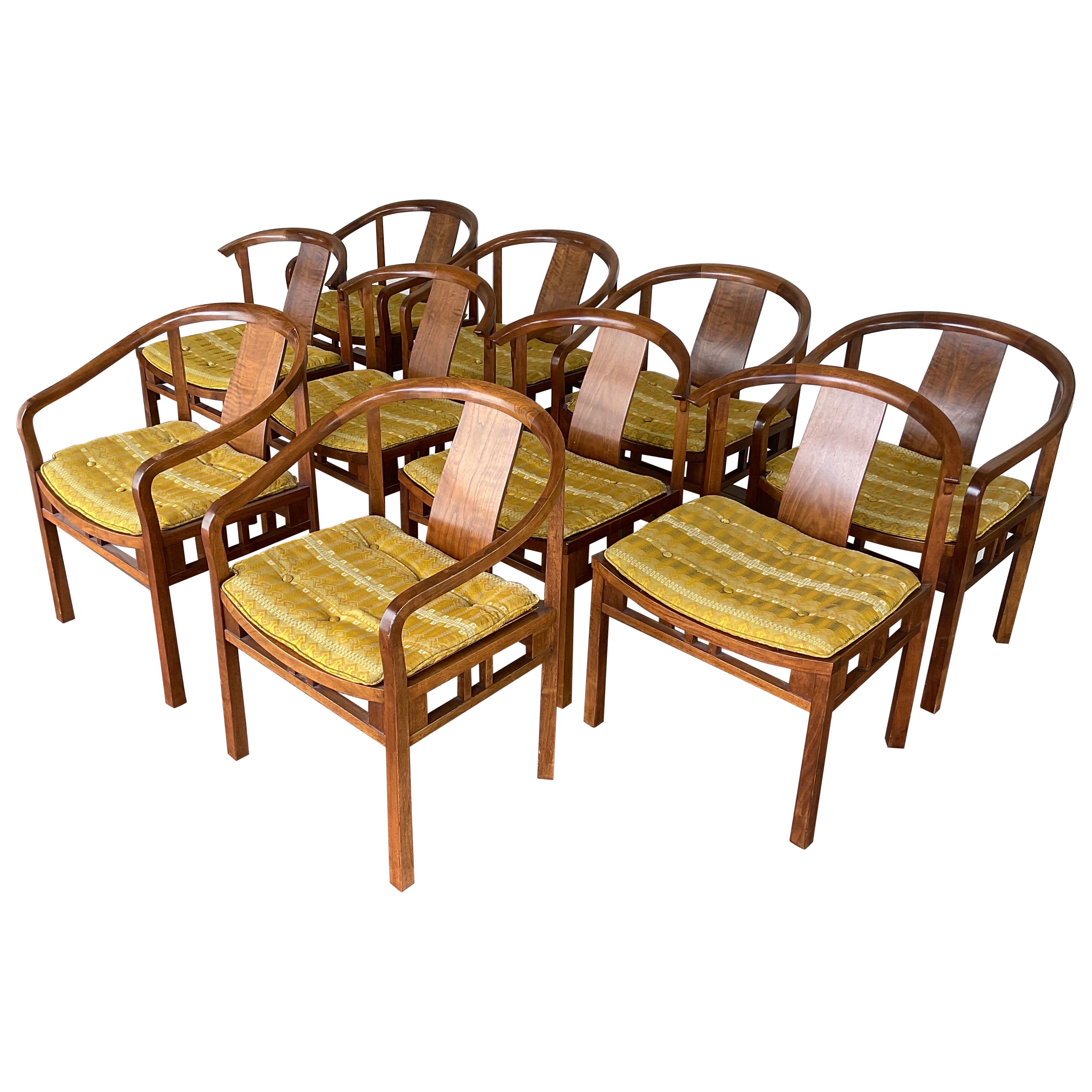 1950s Walnut Dining Chairs by Michael Taylor for Baker Furniture - Set of 10 For Sale