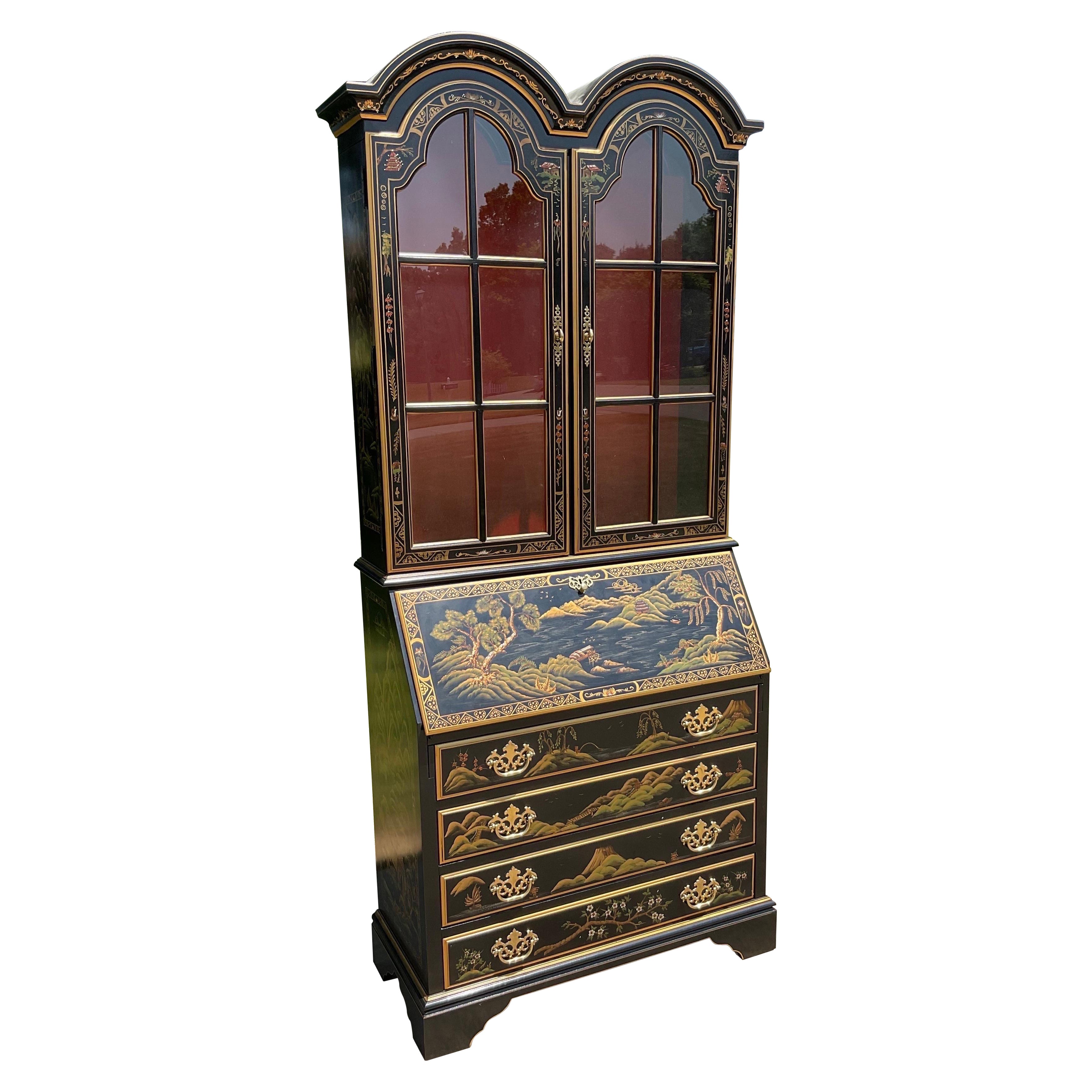 1970s Vintage Chinoiserie Secretary From Jasper Cabinet Co For Sale