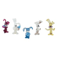 Murano, Italie. The Collective of five miniature glass animal figurines.