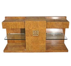 1970's Art Deco Burl Wood Floating Shelf Console by Jay Spectre for Century 