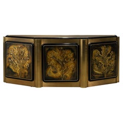 Retro 1970's Mastercraft "Tree Of Life" Acid Etched Brass Cabinet by Bernhard Rohne