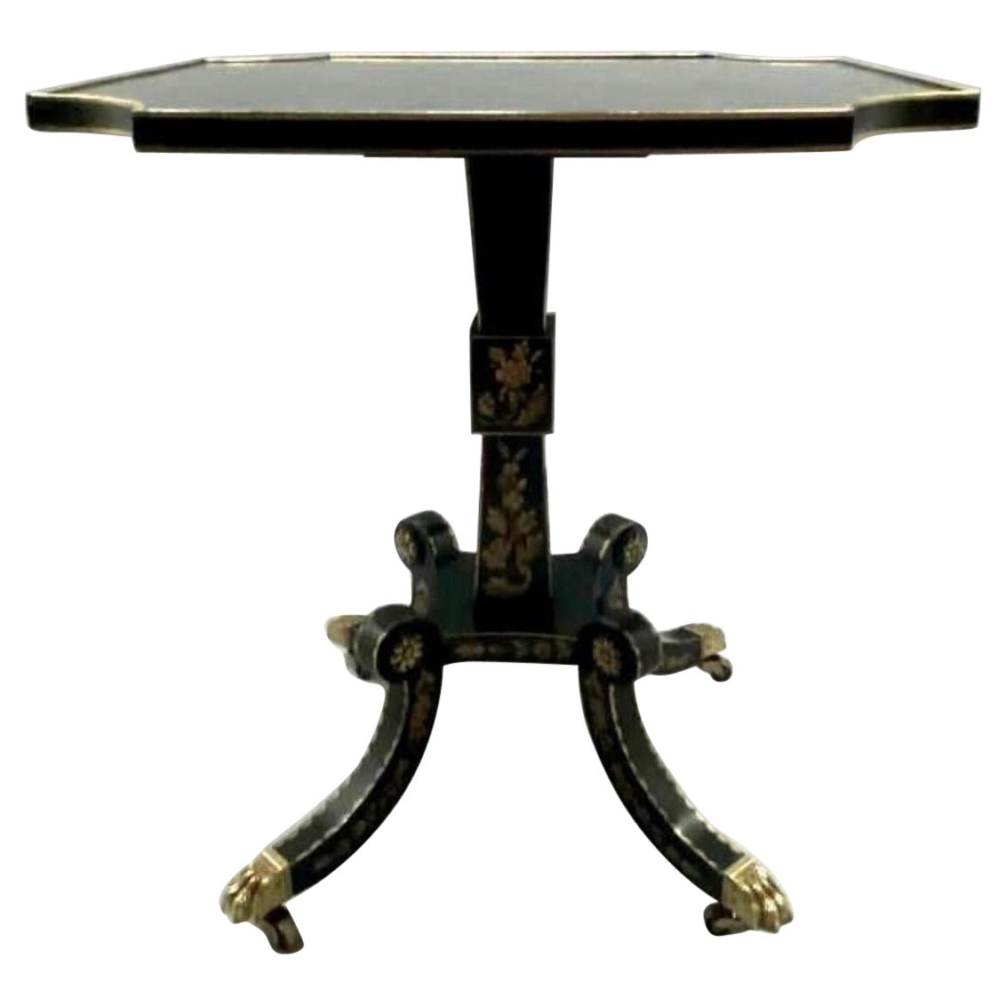 1990's Ej Victor Furniture Newport Historic Collection Ebonized Side Table For Sale