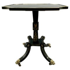 1990's Ej Victor Furniture Newport Historic Collection Ebonized Side Table