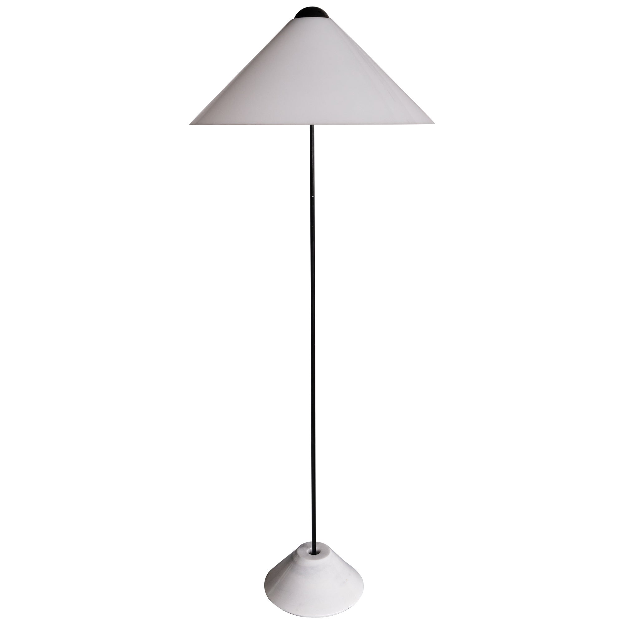 Vico Magistretti 'Snow' Floor Lamp in Metal and Marble, Oluce, Italy, 1973 For Sale