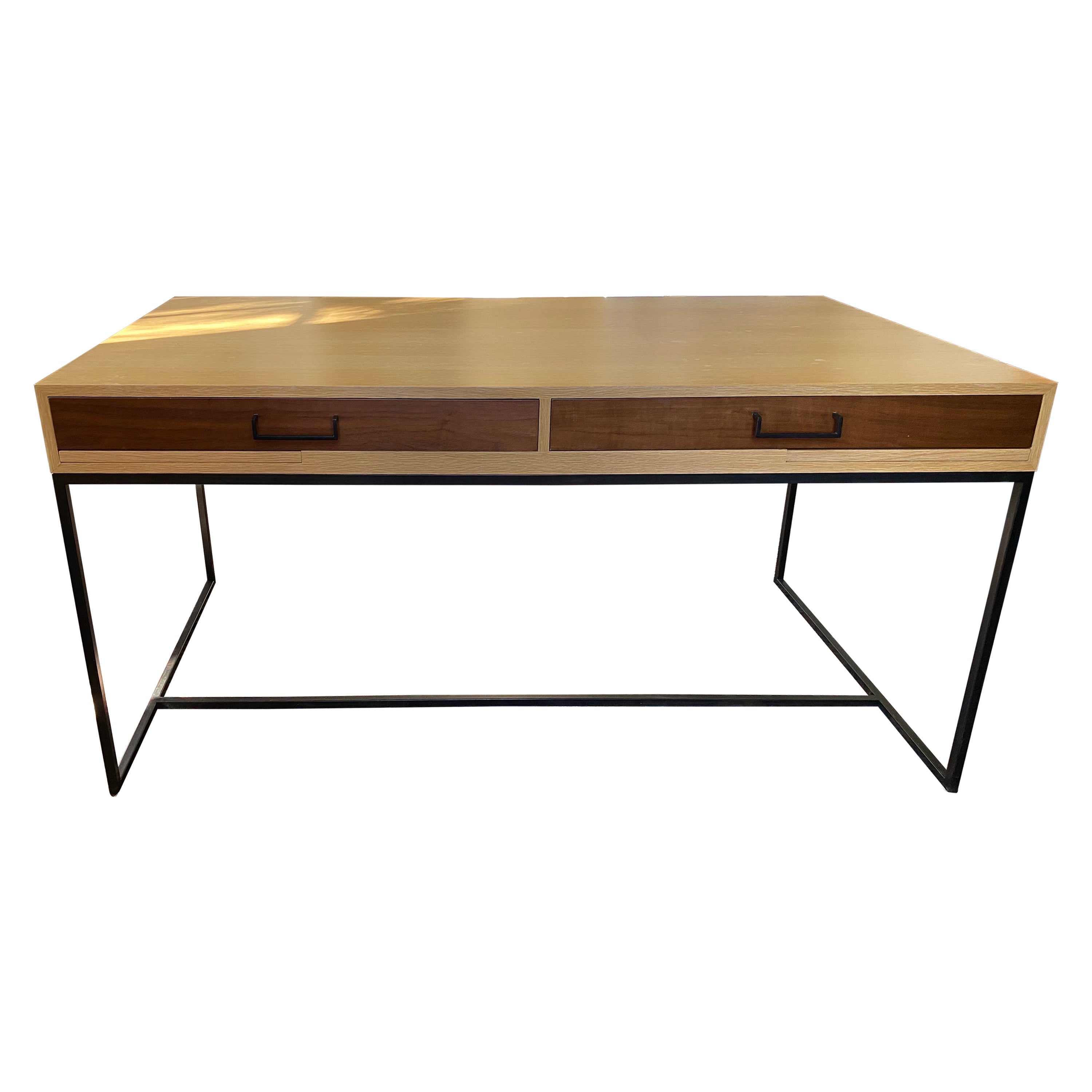 White Oak & Walnut Thin Frame Desk by Lawson-Fenning For Sale