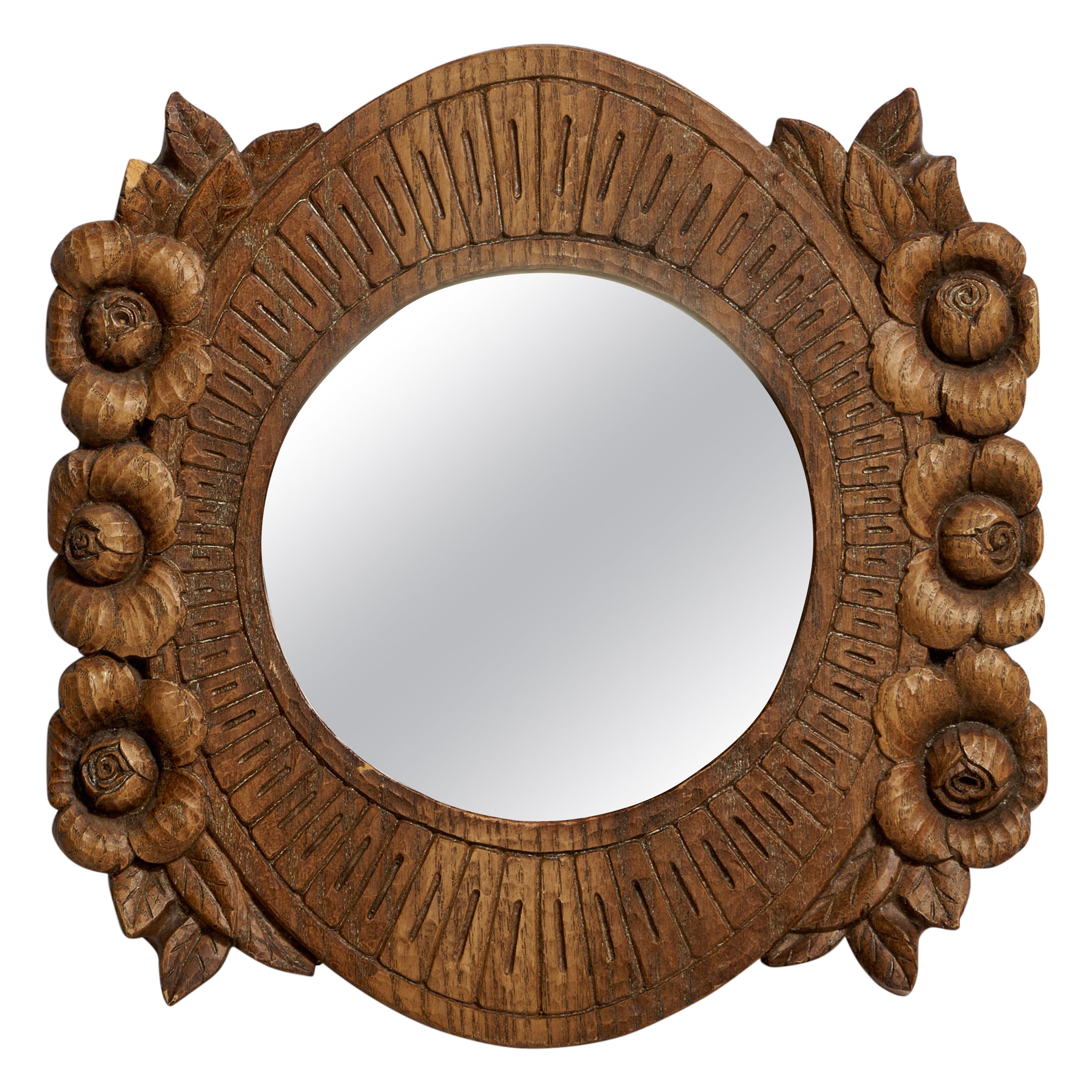 American Designer, Wall Mirror, Wood, USA, 1950s For Sale