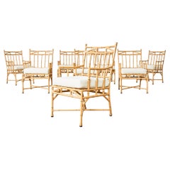 Vintage Set of Eight Michael Taylor Style Faux Bamboo Garden Dining Chairs