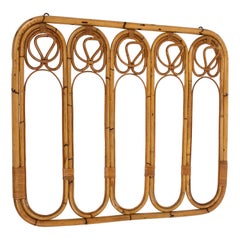 Retro Midcentury Bamboo and Rattan Coat Rack Stand, Italy 1960s