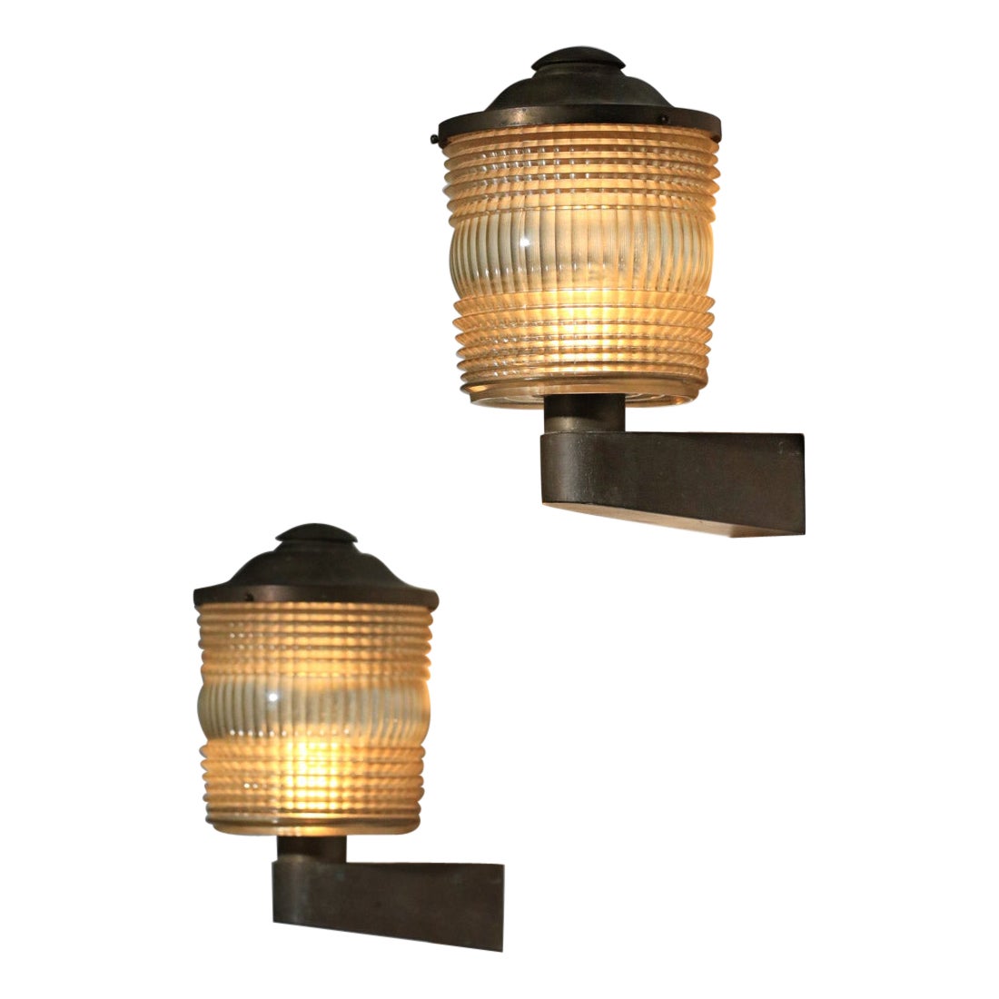 Large pair of Perzel art deco bronze sconces from the 30's For Sale