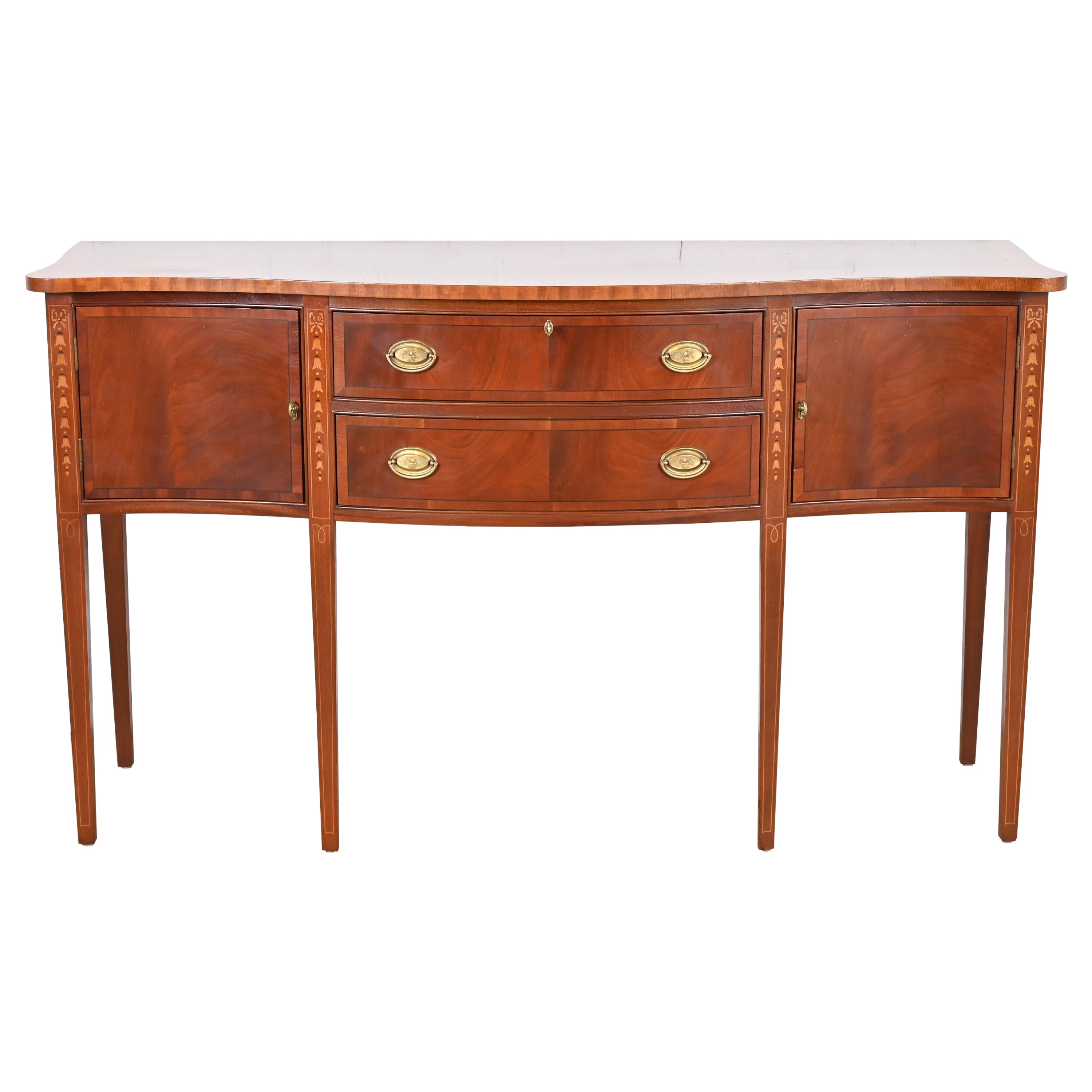 Hepplewhite Inlaid Mahogany Serpentine Front Sideboard Buffet or Credenza