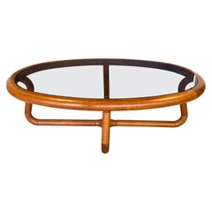 Uldum Teak and Smoke Glass Sculptural Coffee Table Danish Modern