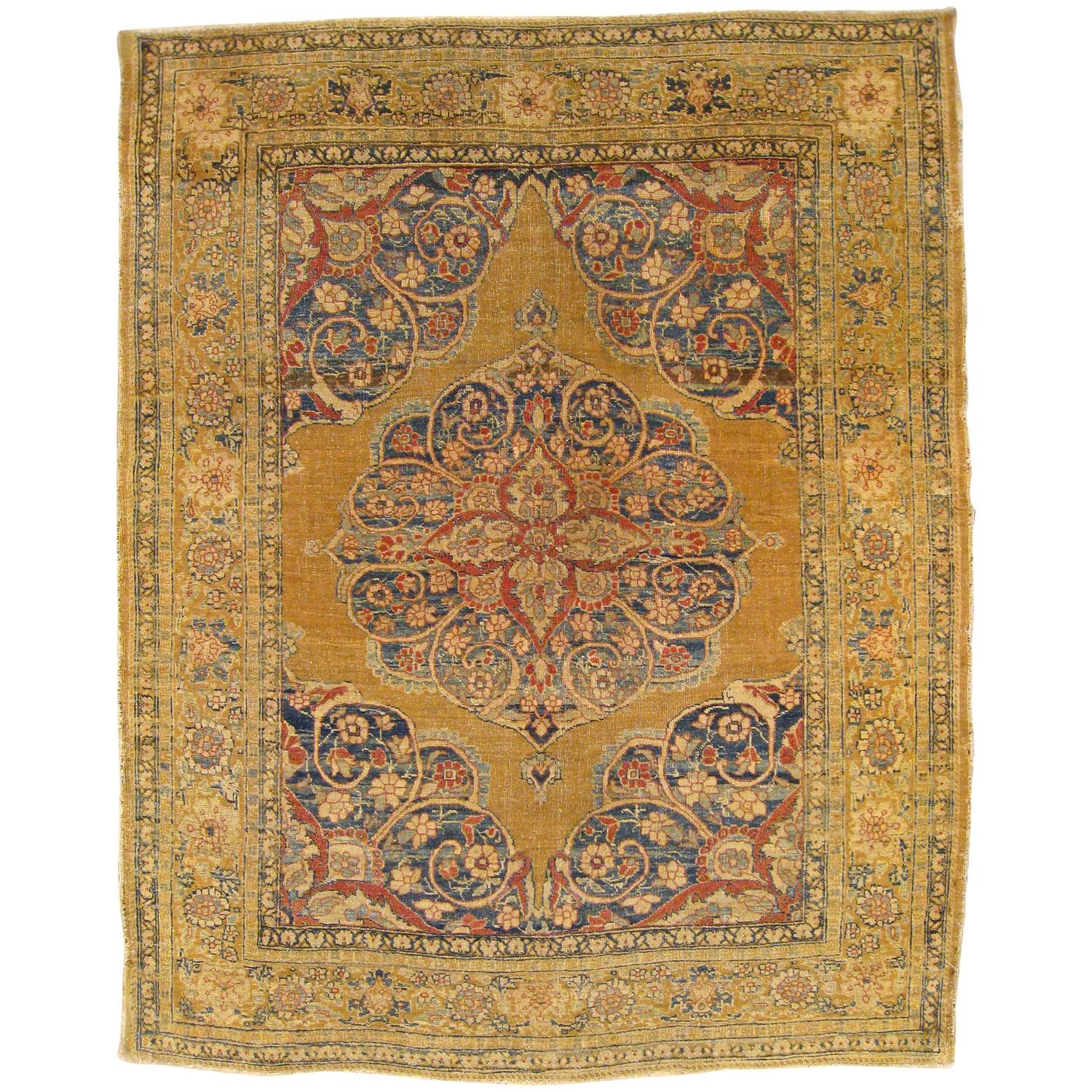 Antique Persian Tabriz Decorative Small Oriental Rug at 1stdibs