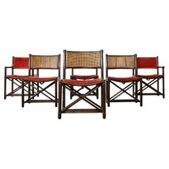 Vintage Set of Six McGuire Organic Modern Rattan Director Dining Chairs 